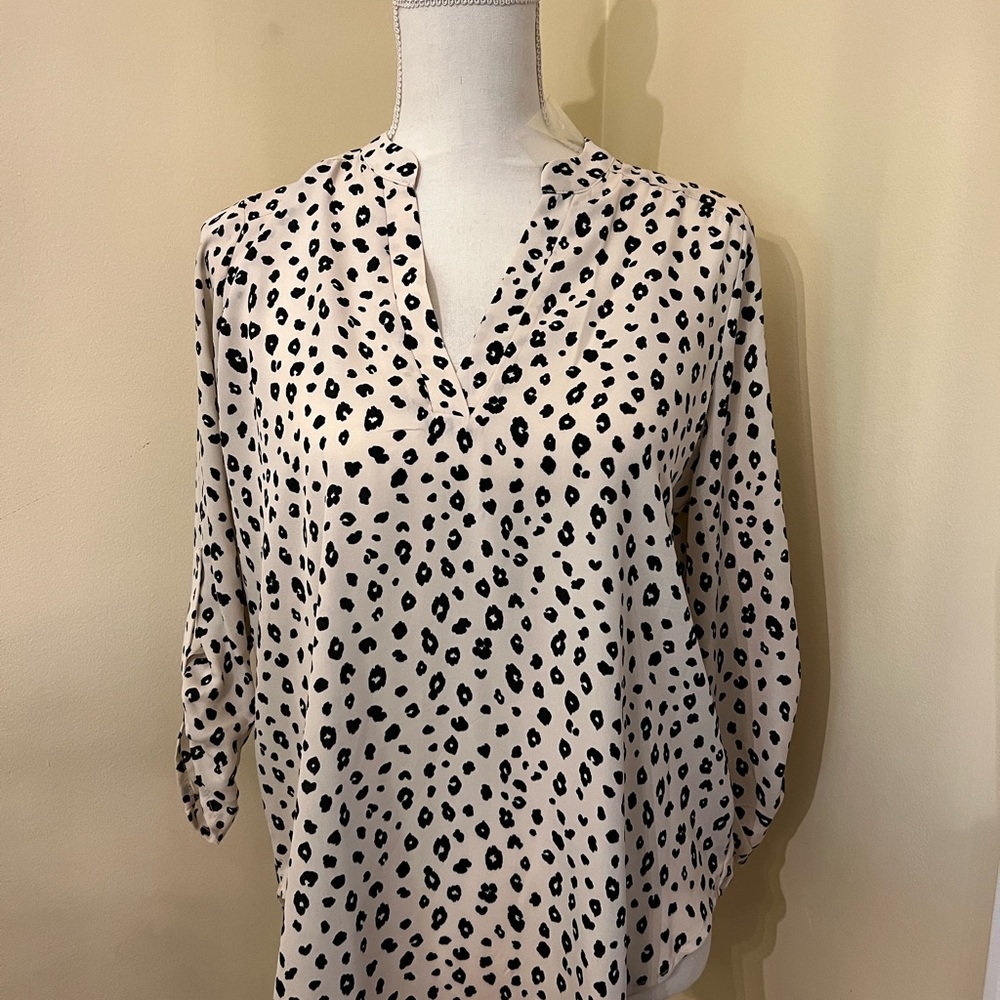 Lush Black and Cream Patterned Blouse